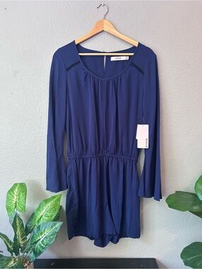 New with Tags JustFab Deep Blue Scoop Neck Romper Size M